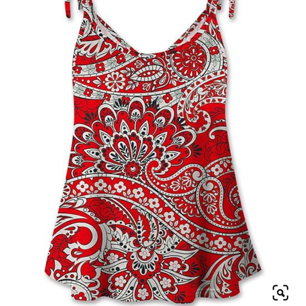 Red Paisley Tie-Strap Tank